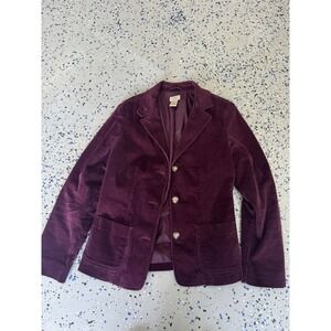 LL Bean Womens Corduroy Blazer Jacket Size 10 Regular Purple Cotton Blend
